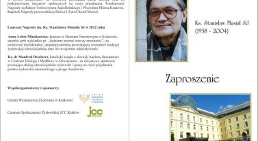 Zaproszenie na ceremonię wręczenia Nagrody im. ks. St. Musiała SJ - 01 marca 2012 r.